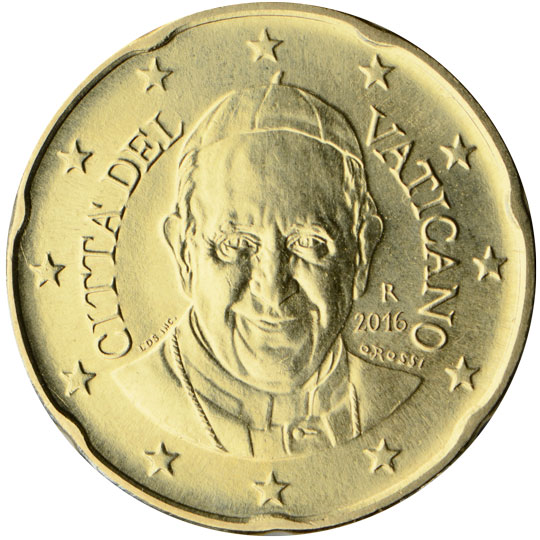 Vatican City 20 euro cent (2014) - Portrait of Pope Francis